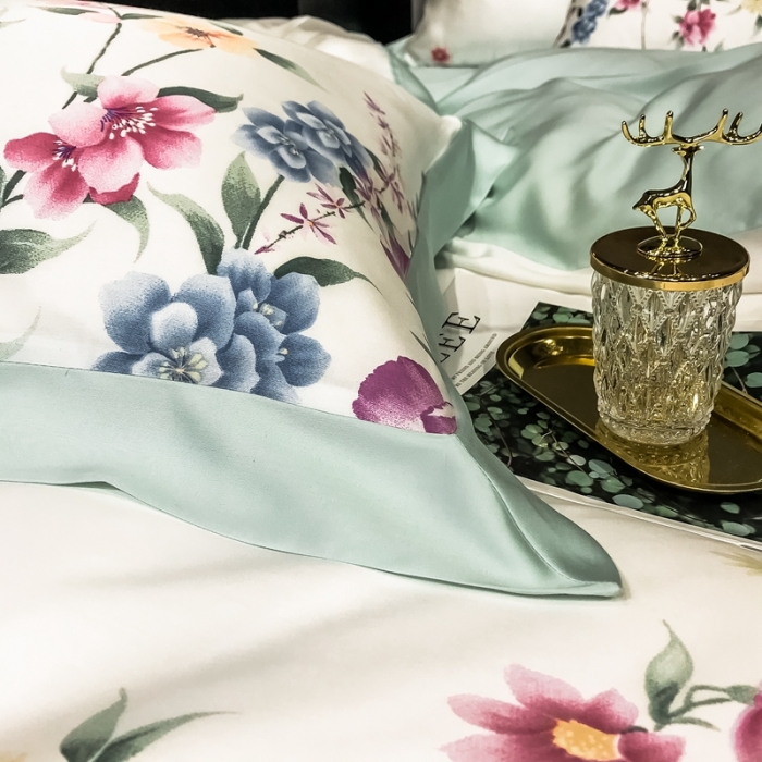 91家纺网 家纺一手货源 找家纺 朵美 2021新款60天丝印花四件套 岸芷汀兰