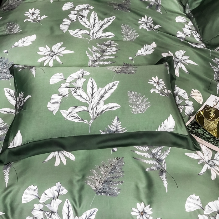 91家纺网 家纺一手货源 找家纺 朵美 2021新款60天丝印花四件套 归田园