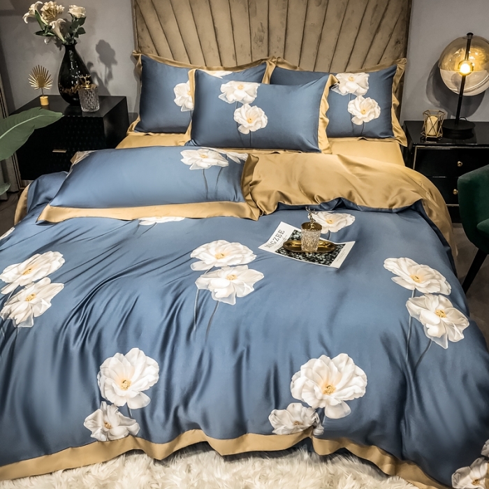 91家纺网 家纺一手货源 找家纺 朵美 2021新款60天丝印花四件套 莫吉托