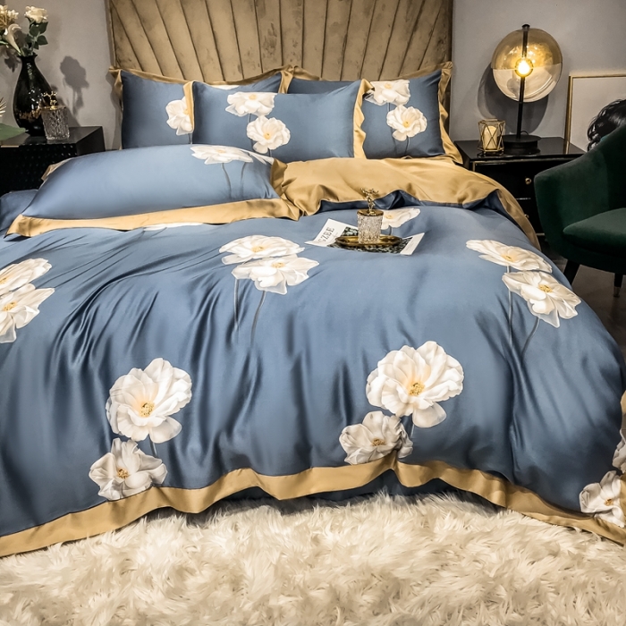 91家纺网 家纺一手货源 找家纺 朵美 2021新款60天丝印花四件套 莫吉托