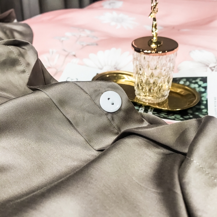 91家纺网 家纺一手货源 找家纺 朵美 2021新款60天丝印花四件套 霓裳蝶舞咖