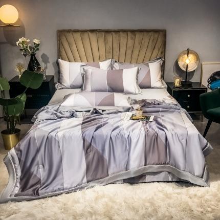 91家纺网 家纺一手货源 找家纺 朵美 2021新款60天丝数码印花夏被四件套 尚格