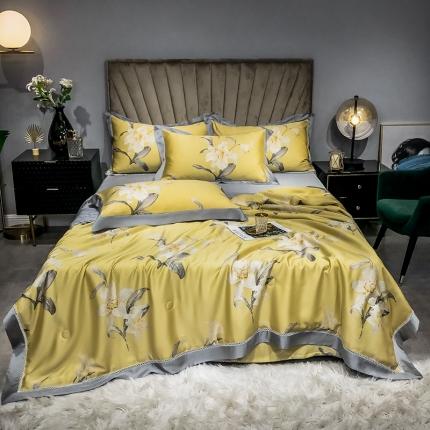 91家纺网 家纺一手货源 找家纺 （总）朵美 2021新款60天丝数码印花夏被四件套