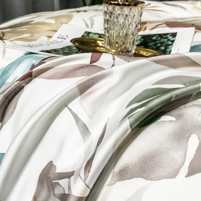 91家纺网 家纺一手货源 找家纺 朵美 2021新款60天丝数码印花夏被四件套 丛林花影