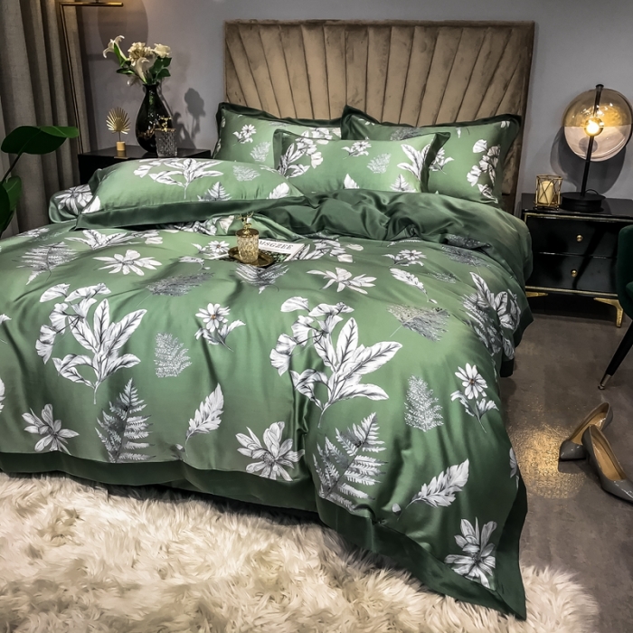 91家纺网 家纺一手货源 找家纺 朵美 2021新款60天丝数码印花夏被四件套 归田园