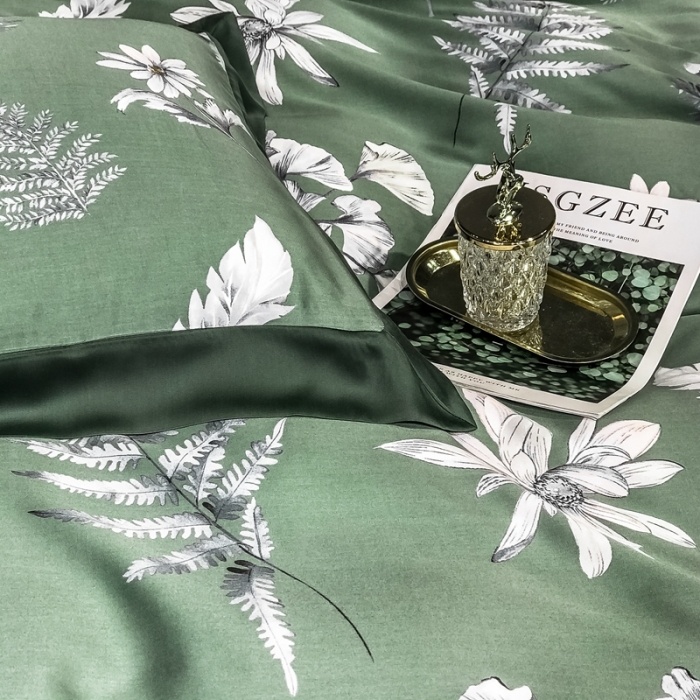 91家纺网 家纺一手货源 找家纺 朵美 2021新款60天丝数码印花夏被四件套 归田园