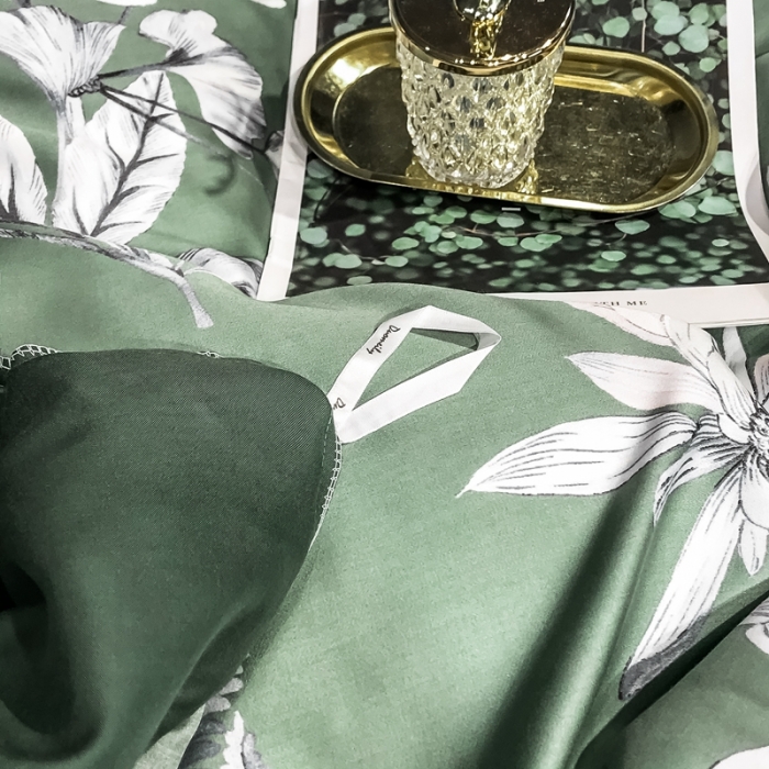 91家纺网 家纺一手货源 找家纺 朵美 2021新款60天丝数码印花夏被四件套 归田园