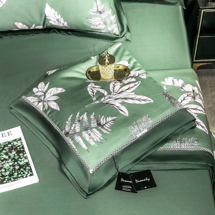 91家纺网 家纺一手货源 找家纺 朵美 2021新款60天丝数码印花夏被四件套 归田园