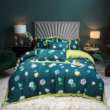 91家纺网 家纺一手货源 找家纺 朵美 2021新款100支天丝数码印花四件套 玫瑰园