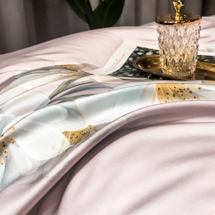 91家纺网 家纺一手货源 找家纺 朵美 2021新款60天丝数码印花夏被四件套 花颜