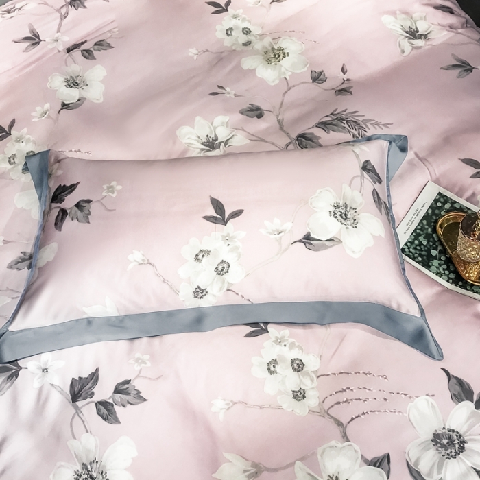 91家纺网 家纺一手货源 找家纺 朵美 2021新款60天丝数码印花夏被四件套 郊游咖