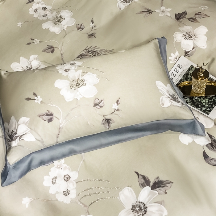 91家纺网 家纺一手货源 找家纺 朵美 2021新款60天丝数码印花夏被四件套 郊游绿