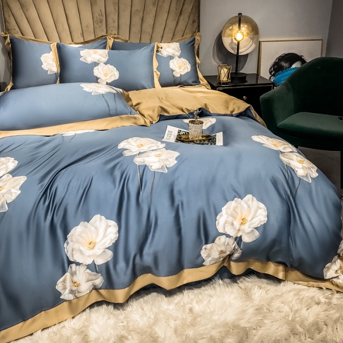 91家纺网 家纺一手货源 找家纺 朵美 2021新款60天丝数码印花夏被四件套 莫吉托