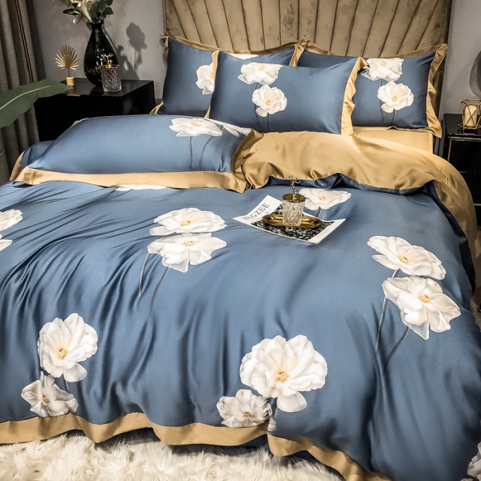 91家纺网 家纺一手货源 找家纺 朵美 2021新款60天丝数码印花夏被四件套 莫吉托