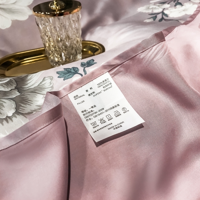 91家纺网 家纺一手货源 找家纺 朵美 2021新款60天丝数码印花夏被四件套 慕恋粉