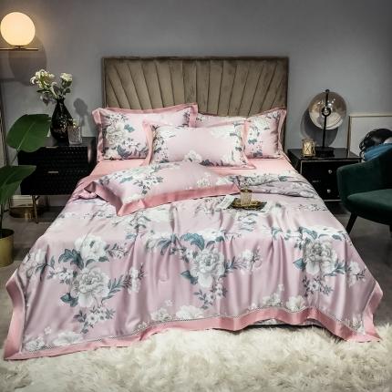 朵美 2021新款60天丝数码印花夏被四件套 慕恋粉