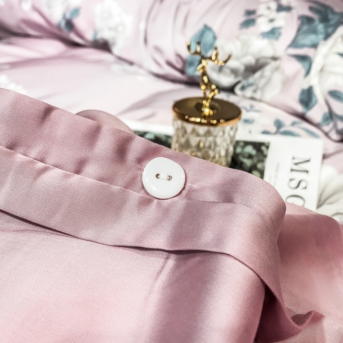 91家纺网 家纺一手货源 找家纺 朵美 2021新款60天丝数码印花夏被四件套 慕恋粉