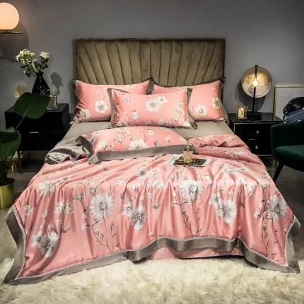 朵美 2021新款60天丝数码印花夏被四件套 霓裳蝶舞咖