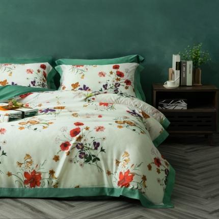 91家纺网 家纺一手货源 找家纺 （总）朵美 2021新款100支天丝数码印花四件套