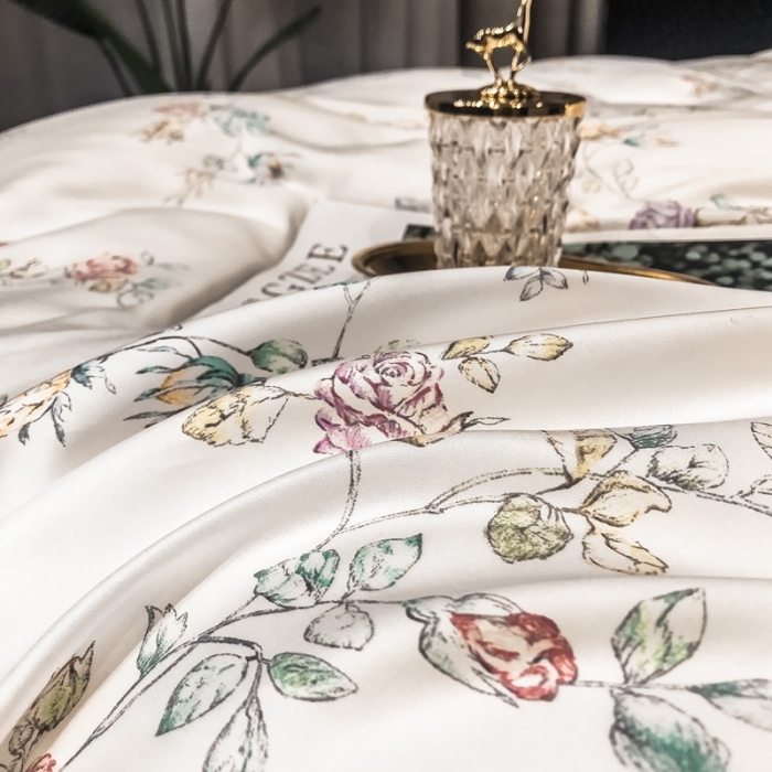 91家纺网 家纺一手货源 找家纺 朵美 2021新款60天丝数码印花夏被四件套 清浅