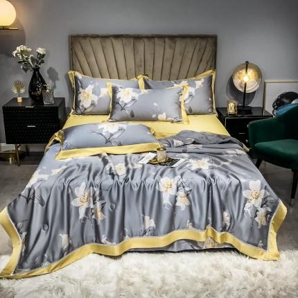 朵美 2021新款60天丝数码印花夏被四件套 温妮灰