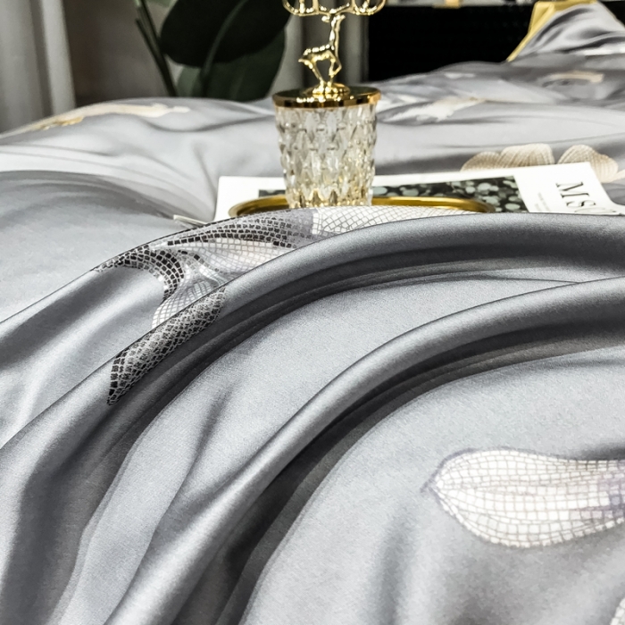 91家纺网 家纺一手货源 找家纺 朵美 2021新款60天丝数码印花夏被四件套 温妮灰