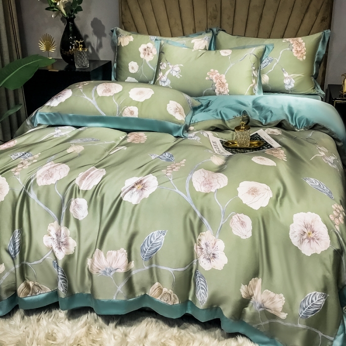 91家纺网 家纺一手货源 找家纺 朵美 2021新款60天丝数码印花夏被四件套 摇曳