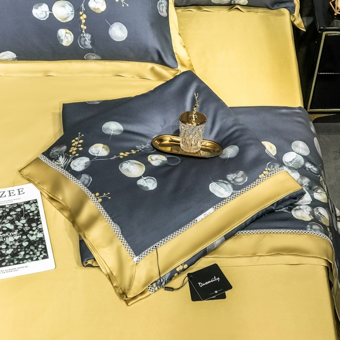 91家纺网 家纺一手货源 找家纺 朵美 2021新款60天丝数码印花夏被四件套 仲夏雨夜