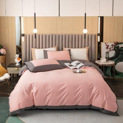 91家纺网 家纺一手货源 找家纺 （总）优宜家纺织 2023新款纯棉纯色双拼四件套