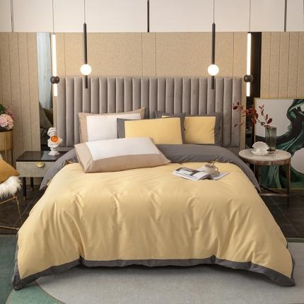 91家纺网 家纺一手货源 找家纺 （总）优宜家纺织 2023新款纯棉纯色双拼四件套