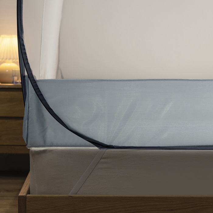 91家纺网 家纺一手货源 找家纺 免安装坐床蚊帐U型拉链宽顶魔术蚊帐儿童防摔防蚊加高蒙古包 宝马-灰