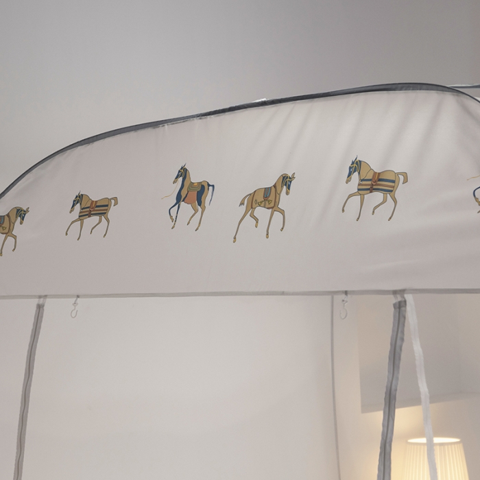 91家纺网 家纺一手货源 找家纺 免安装坐床蚊帐U型拉链宽顶魔术蚊帐儿童防摔防蚊加高蒙古包 宝马-灰