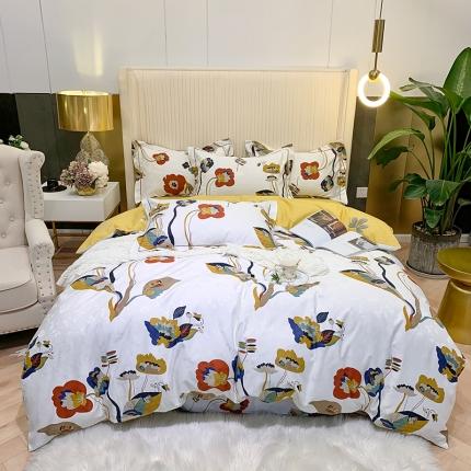 91家纺网 家纺一手货源 找家纺 名佰蕙家纺 2024新款珍丝大提花全棉四件套 乐薇-粉