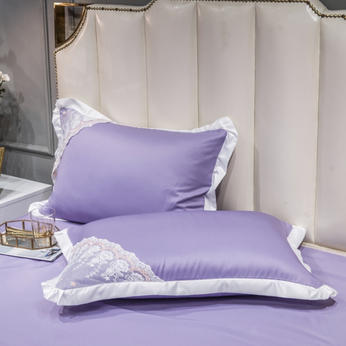 91家纺网 家纺一手货源 找家纺 绒世界 2021新款水洗真丝公主四件套 高贵紫