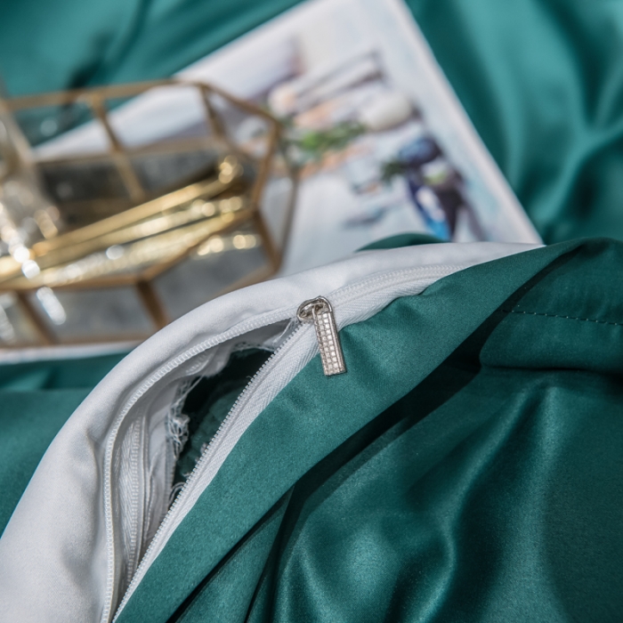 91家纺网 家纺一手货源 找家纺 绒世界 2021新款水洗真丝公主四件套 孔雀绿