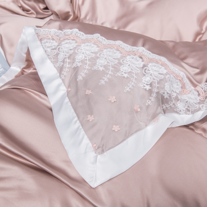 91家纺网 家纺一手货源 找家纺 绒世界 2021新款水洗真丝公主四件套 香槟色