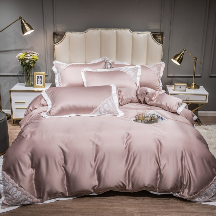 91家纺网 家纺一手货源 找家纺 绒世界 2021新款水洗真丝公主四件套 香槟色