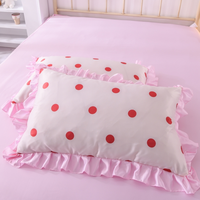 91家纺网 家纺一手货源 找家纺 绒世界 2021新款水洗真丝床裙款四件套 小圆点