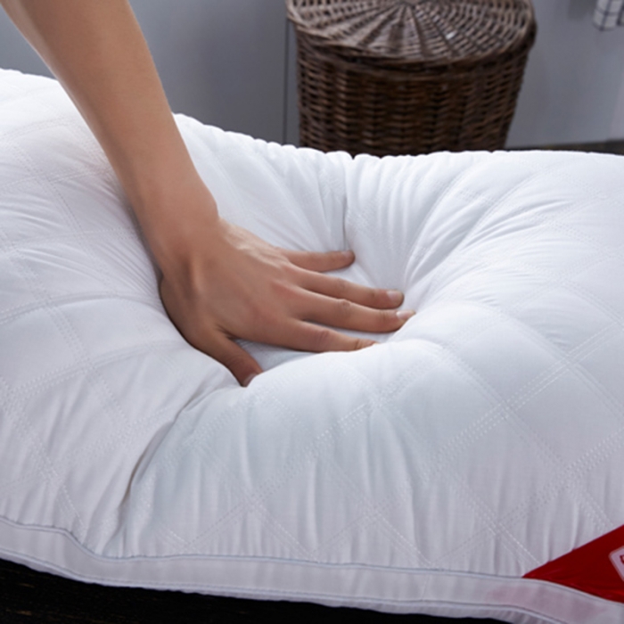 91家纺网 家纺一手货源 找家纺 （总）仁宇枕业 2021新款全棉酒店绗绣羽丝绒枕头