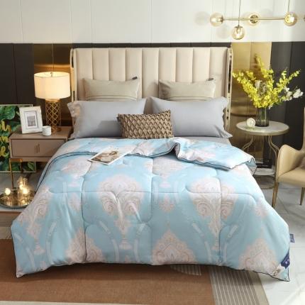 91家纺网 家纺一手货源 找家纺 招财星家纺 2025新款全棉被-无模特 春意盎然-湖蓝