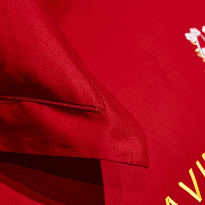 91家纺网 家纺一手货源 找家纺 U品汇春夏新品60s长绒棉绣花全棉刺绣四件套梅花鹿系列 大红