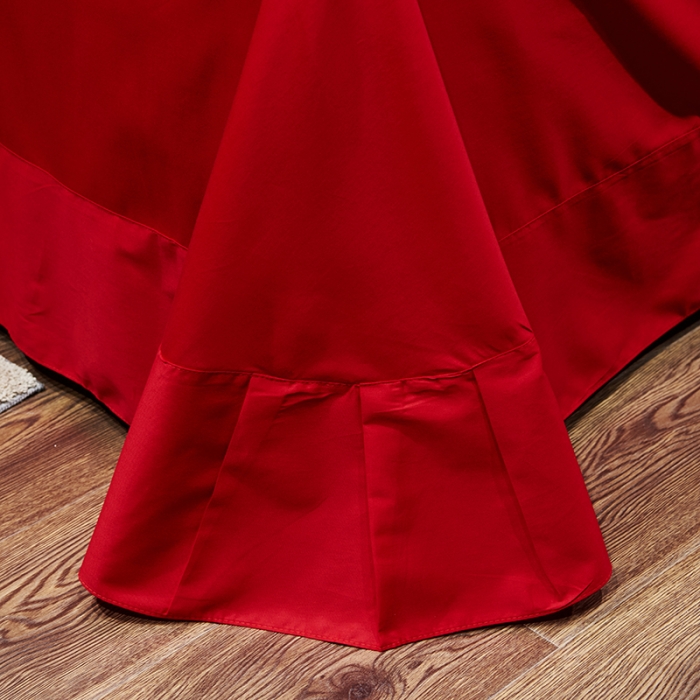 91家纺网 家纺一手货源 找家纺 U品汇春夏新品60s长绒棉绣花全棉刺绣四件套梅花鹿系列 大红