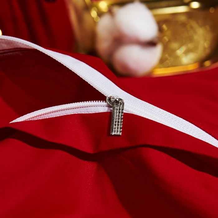 91家纺网 家纺一手货源 找家纺 U品汇春夏新品60s长绒棉绣花全棉刺绣四件套梅花鹿系列 大红