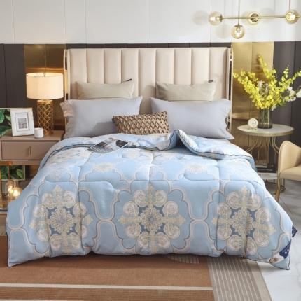 91家纺网 家纺一手货源 找家纺 招财星家纺 2025新款全棉被-无模特 满园春光-蓝