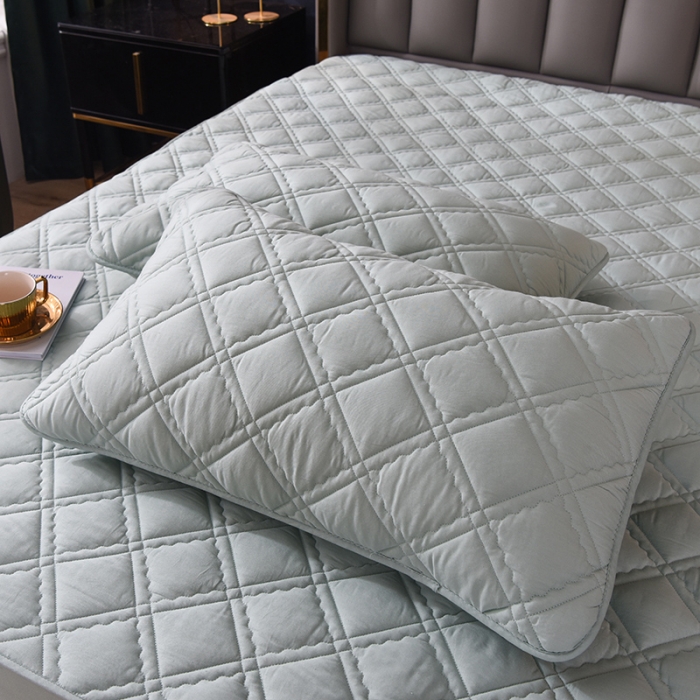 91家纺网 家纺一手货源 找家纺 豪选2025新款上新纯棉夹棉床笠床垫套抗菌可裸睡四季款 绿色