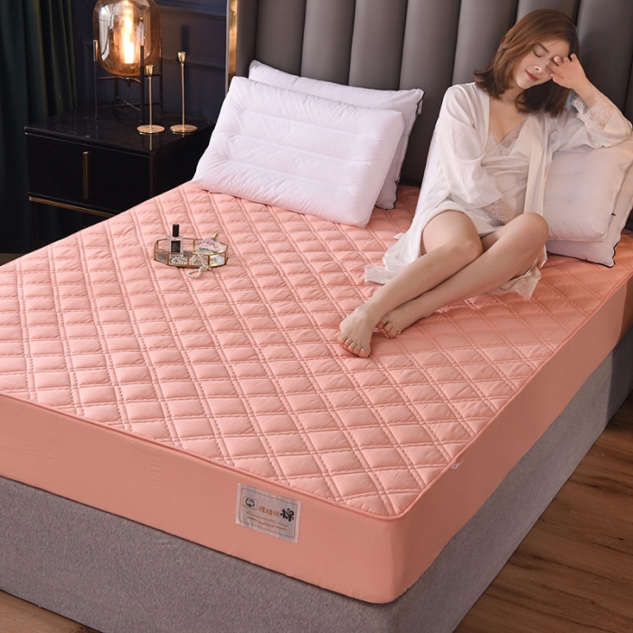 91家纺网 家纺一手货源 找家纺 豪选2025新款上新纯棉夹棉床笠床垫套抗菌可裸睡四季款 玉色