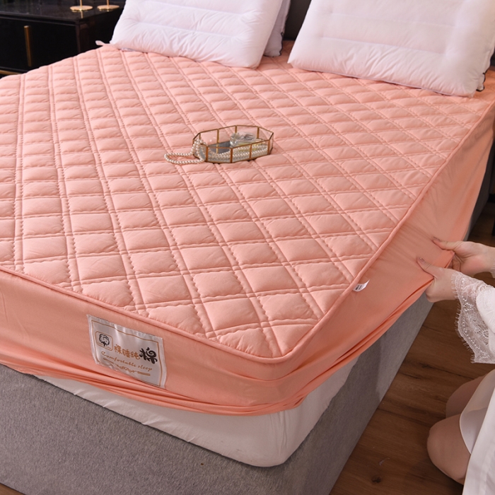 91家纺网 家纺一手货源 找家纺 豪选2025新款上新纯棉夹棉床笠床垫套抗菌可裸睡四季款 玉色