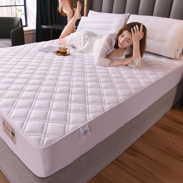 91家纺网 家纺一手货源 找家纺 豪选2025新款上新纯棉夹棉床笠床垫套抗菌可裸睡四季款 白色