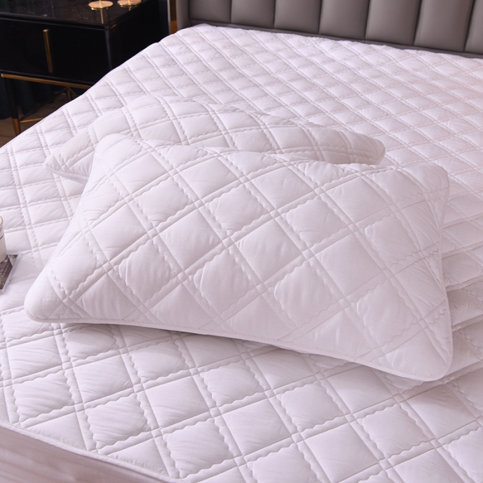 91家纺网 家纺一手货源 找家纺 豪选2025新款上新纯棉夹棉床笠床垫套抗菌可裸睡四季款 白色