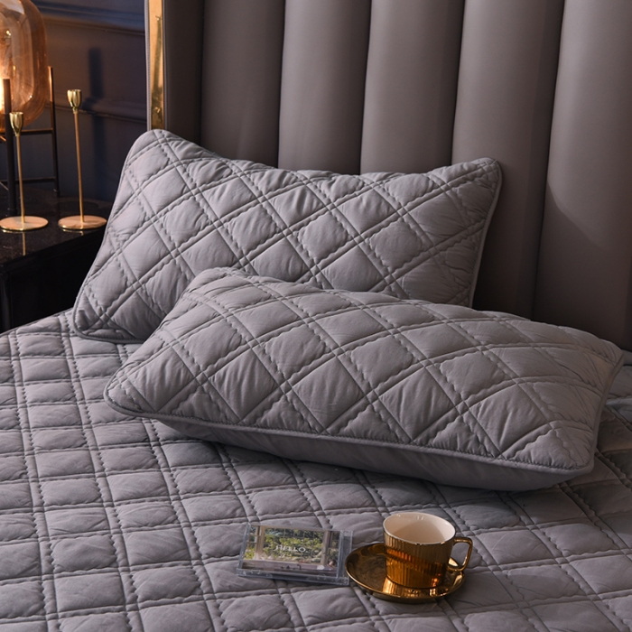 91家纺网 家纺一手货源 找家纺 豪选2025新款上新纯棉夹棉床笠床垫套抗菌可裸睡四季款 灰色